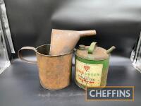 Fina, a paraffin pourer (1gallon approximately), together with a large pouring jug