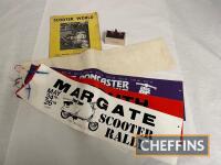 Qty scooter memorabilia, to include rally banners, cuff links etc.