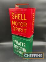 Pratts Perfection Spirit and Shell Motor Spirit, two 2gallon fuel cans, restored (2)