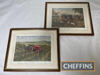 2no. framed and glazed agricultural prints: `New Technology Arrives` and `The First Call`, commissioned by Border Fine Arts