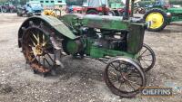 1946 JOHN DEERE Model AR 2cylinder petrol/paraffin TRACTOR 
<br/>On steel wheels and fitted with electric starter and lights
<br/>Serial No. 266106