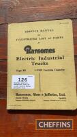 Ransomes electric industrial forklift trucks service manual and parts book
