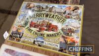 'Merryweather & Sons' fire engine builders printed reproduction sign, 28ins x 20ins