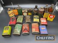 Large selection of vintage bicycle oil tins and bottles