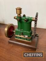 Kitchens Patent 1/6bhp at 150psi, a vertical model steam launch engine with chain drive pulley and rotary valve, 8 x 6 x 10ins