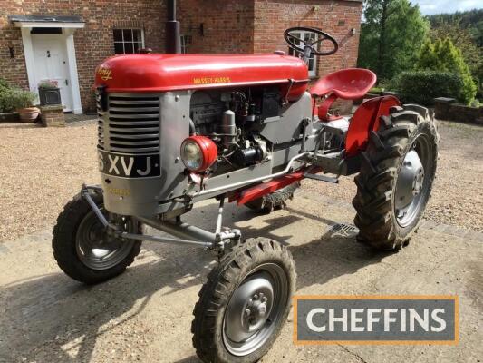 1956 MASSEY-HARRIS 820L 4cylinder petrol TRACTOR
<br/>Reg. No. 526 XVJ
<br/>Serial No. 44415P
<br/>Built at the Massey Ferguson factor at Marquette-les-Lille in northern France and spent some of it's life in Vaour, south-west France. Purchased by the curr