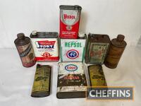 A selection of vintage oil cans, various manufacturers (9)