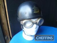 Pudding basin helmet and vintage googles