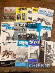 Assorted sales brochures for Quicke, Horndraulic, Steelfab and SkyHI loaders