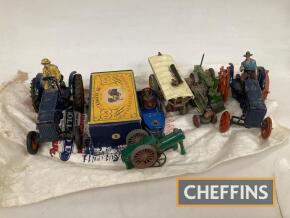 A selection of die-cast tractors and steam engines by Britains, Lesney and others