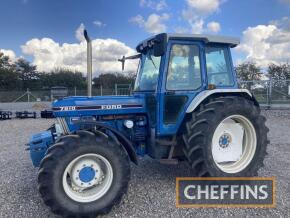 1991 FORD 7810 S.III 6cylinder diesel TRACTOR
<br/>Serial No. BC84539
<br/>Fitted with a turbo, digital dash, full set of front weights on 480/70R38 rear and 420/70R24 front wheels and tyres. Stated by the vendor to be in very original condition with Dani