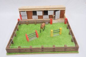 Quality hand-crafted small stables and horse arena model Kindly donated by John and Benny Robinson from Benburb, Northern Ireland. Item will be posted to UK mainland FOC