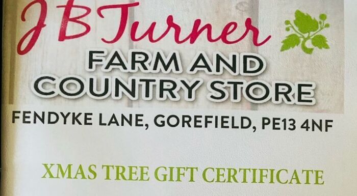 Christmas Tree Gift card Kindly donated by J B Turners