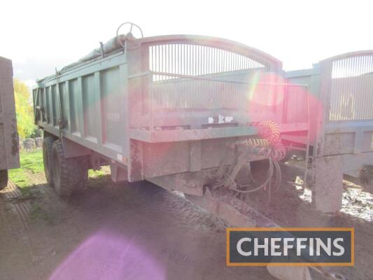 2008 Bailey 14tonne tandem axle steel monococque tipping trailer, hydraulic tailgate, sprung drawbar, roll-over sheet, air brakes, front walkway on Mitas 560/60r22.5 wheels and tyres Serial No. 7494.141