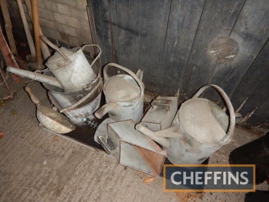 Qty galvanised watering cans and pales