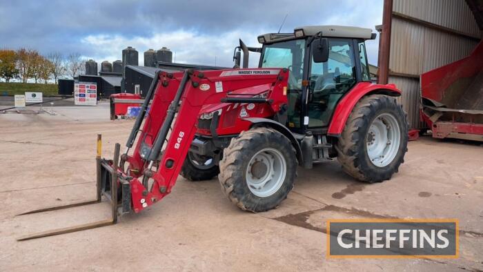 2012 MASSEY FERGUSON 5430 Dyna 4 4wd 40kph TRACTOR Fitted with Quickie 946 front loader, rear linkage, PTO, PUH on 420/85R34 rear and 340/85R24 front wheels and tyres Reg. No. VX61 GWL Serial No. B332016 Hours: Showing 2,951 (replacement clock fitted aft