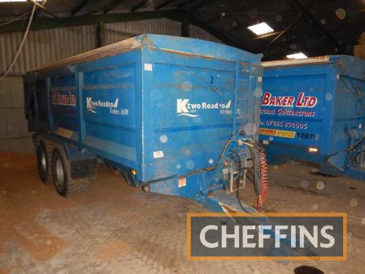 2008 Ktwo Roadeo 1600 16tonne tandem axle steel monocoque trailer with hydraulic tailgate, sprung drawbar and air brakes on 560/60R22.5 wheels and tyres Serial No. K2T0408161407