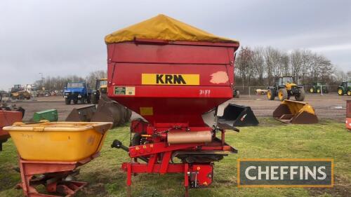 KRM Fertiliser Spreader Model F2 c/w cover and stand, belt feed to spinner discs C/C: 84324200