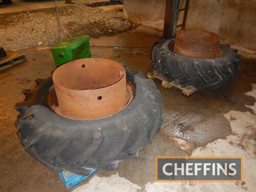 Pr. Malhotra 14.9-30 front dual wheel and tyres, to suit JCB 414/416 loading shovel with clamps