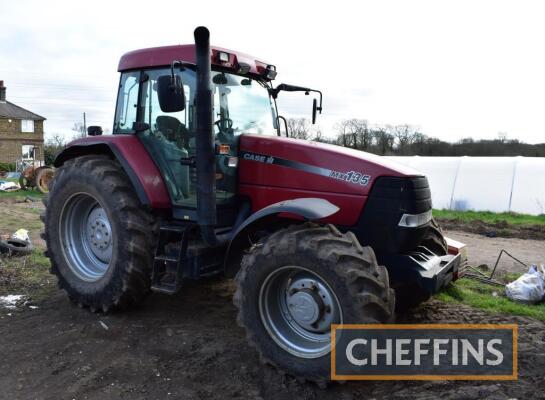 1999 CASE IH MX135 Maxxum 4wd TRACTOR Fitted with top link, linkage, PUH, PTO, trailer air brakes, front suspension, 3spool on Starmax-X 580/70R38 rear and Alliance Agristar 480/65R28 front wheels and tyres Reg. No. V153 OKK Serial No. JJE0962213 Hours: 1