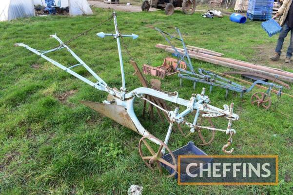 Ransomes Sims & Jeffries RLR horse-drawn drill plough with potato attachments, together with NOS points