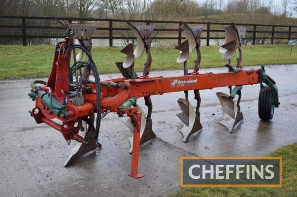 Kverneland LD85 mounted 4furrow reversible plough, furrow press arm, skimmers, manual vari-width and front furrow Model: LD85-160-8 Serial No. 6177