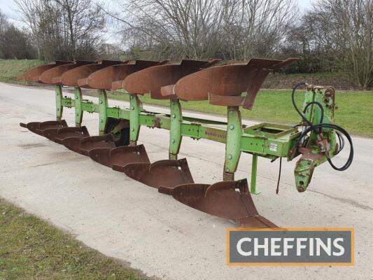 1994 Dowdeswell DP7E long clearance and high clearance 6furrow (5 + 1) plough (14ins furrow width), fitted with hydraulic front furrow, trash boards, UCN bodies. (Nearly new wearing metal and UCN frogs) Serial No. 071239002