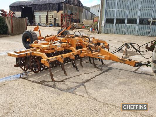 1998 Simba Double Press trailed hydraulic folding press, fitted with rigid tines and cast rings, 4.6m