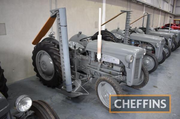 FERGUSON TEA-20 4cylinder petrol/paraffin TRACTOR Serial No. TEA32350 Fitted with mid-mounted finger bar mower and lighting set on Goodyear 11.2-28 rear and Firestone 4.00-18 front wheels and tyres