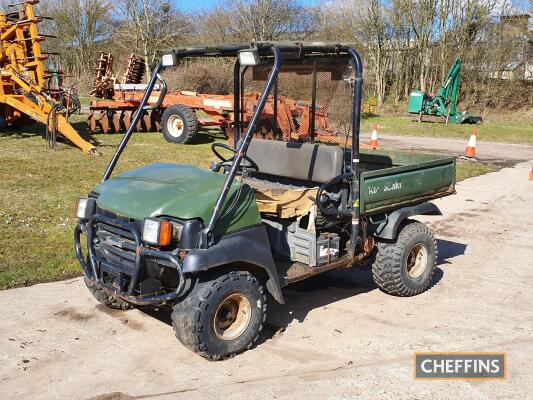 2003 KAWASAKI Mule 3010 diesel ATV ex own use, (runs but doesn’t drive) Fitted with manual tipping back Reg. No. WA53 FET Serial No. JFIAF950BBB600538 Hours: 2,745 (showing) Miles: 15,442 FDR: 01/10/2003