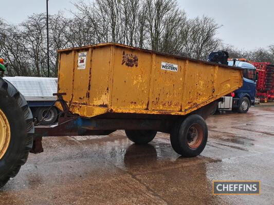 Richard Western single axle steel monocoque dump trailer on 385/65R22.5 wheels and tyres, approx. 8 tonne