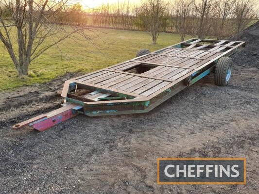 Hayflake single axle flatbed trailer with wooden floor on 10.0/75 -15.3 wheels and tyres. Floor requires repair