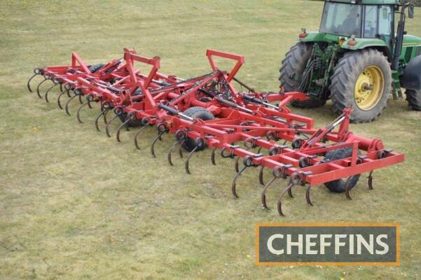 Farm-made trailer hydraulic folding spring tine cultivator with eradicator tines, 9.3m