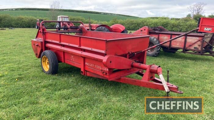 Massey Ferguson 19-130 bushel PTO driven muck spreader on 9.0-16 wheels and tyres