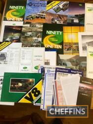 Land-Rover 88ins, 90, 110, V8 etc, qty of brochures, flyers and price lists etc.