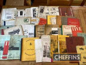 Vintage implement parts lists, instructions etc, a good qty.