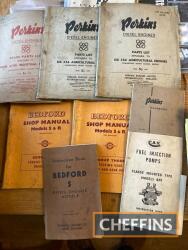 Bedford S & R manuals, together with Perkins diesel engine parts lists etc. (8)