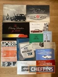 Car brochures; Fairthorpe, Lanchester, Morris etc, 1930-50s