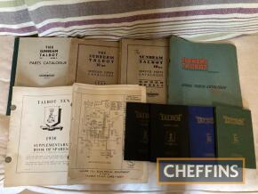 Clement-Talbot, Talbot; a qty of handbooks, parts catalogues etc.