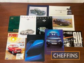 Qty automotive handbooks and brochures etc, to include Triumph Stag, Porsche 911 etc.