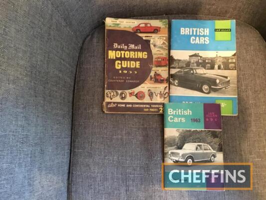 3no. motoring books, Daily Mail Motoring Guide, Ian Allan British Cars 1964 and pocket-size Ian Allan British Cars 1963