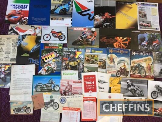 Qty motorbike related items, to include TT programme with sticker, BSA Practical Guide, brochures and magazines