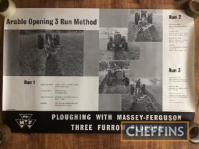 Ploughing with Massey Ferguson, Three-Furrow Plough, Arable Opening 3-Run Method poster (sleeve not included)