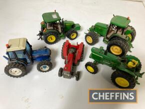 Siku, Britains, John Deere, five die cast model tractors