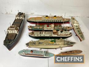 Model boats, eight various, including wooden and plastic, largest 23ins long