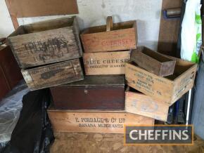 Selection of wooden advertising boxes, various sizes, to include Pordage Banana Merchants