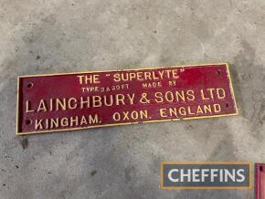 The `Superlyte` type 2A30FT, Lainchbury & Sons Ltd, Kingham, Oxon, England cast iron plate