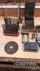 Qty various engineers' tools, including 3no. set drill bits, set of letter and number stamps, chucks etc.