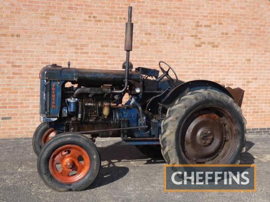 1949 FORDSON E27N Major P6 6cylinder diesel TRACTOR Reg. No. OPU 998 Serial No. 1117772 Fitted with Perkins 6cylinder engine, pulley, Hesford winch and low gear ratio