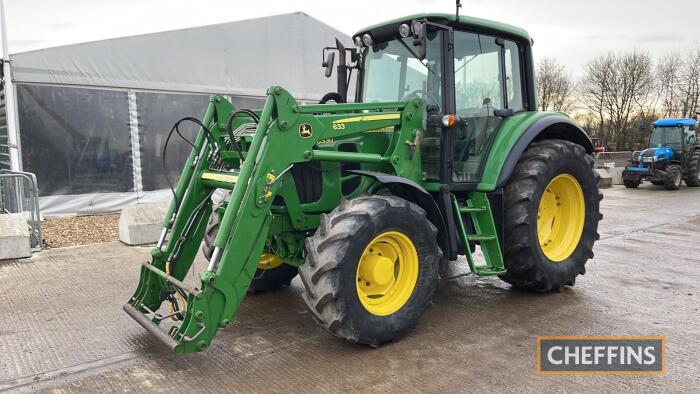 John Deere 6330 Tractor c/w 50k, air brakes, front suspension & John Deere loader Reg. No. AY12 BRX